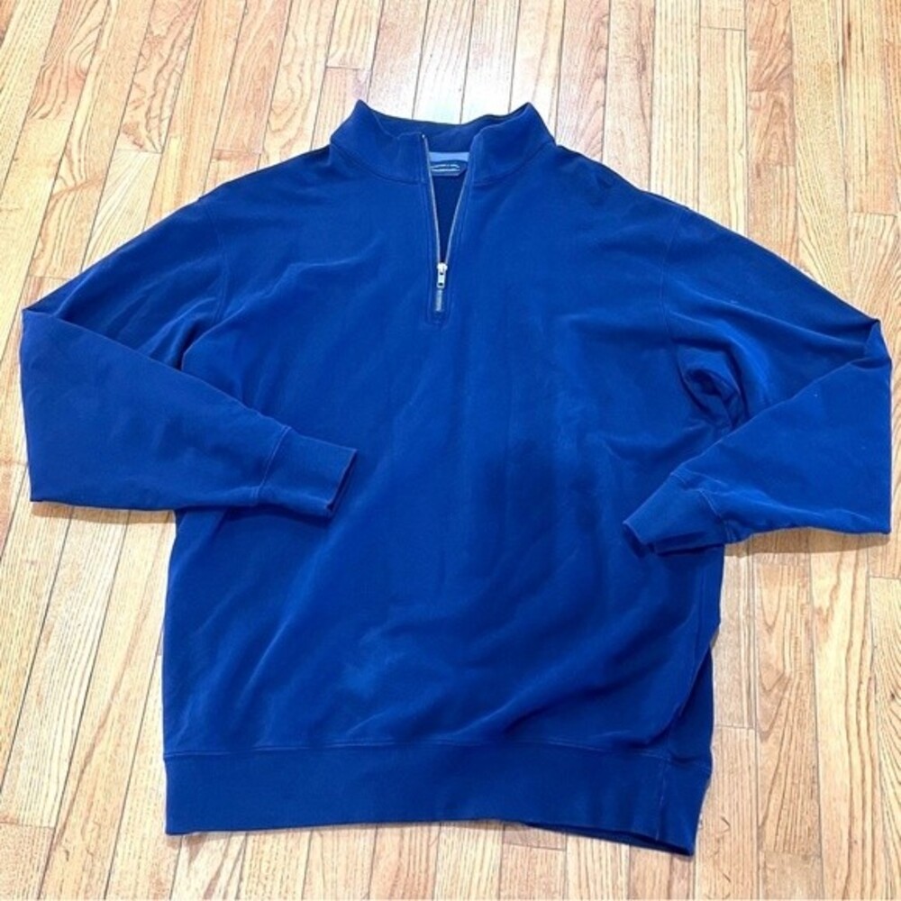 Roundtree & Yorke Trademark 1/4 zip long sleeve blue pullover size XLT